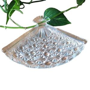 Vintage Avon Clear Glass Folding Fan Shaped Dish